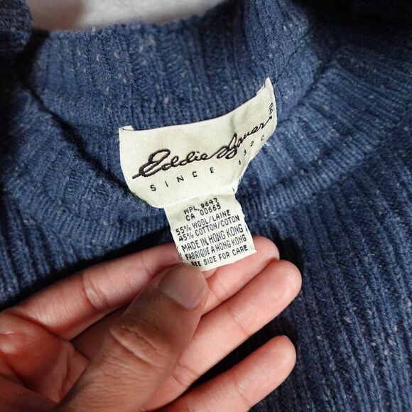 Eddie Bauer Wool Blend Knit Sweater Mens 2XL Tall Grandpa Style Teal Blue - Picture 2 of 7